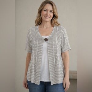 Lana Lee vintage crocheted open knit button top